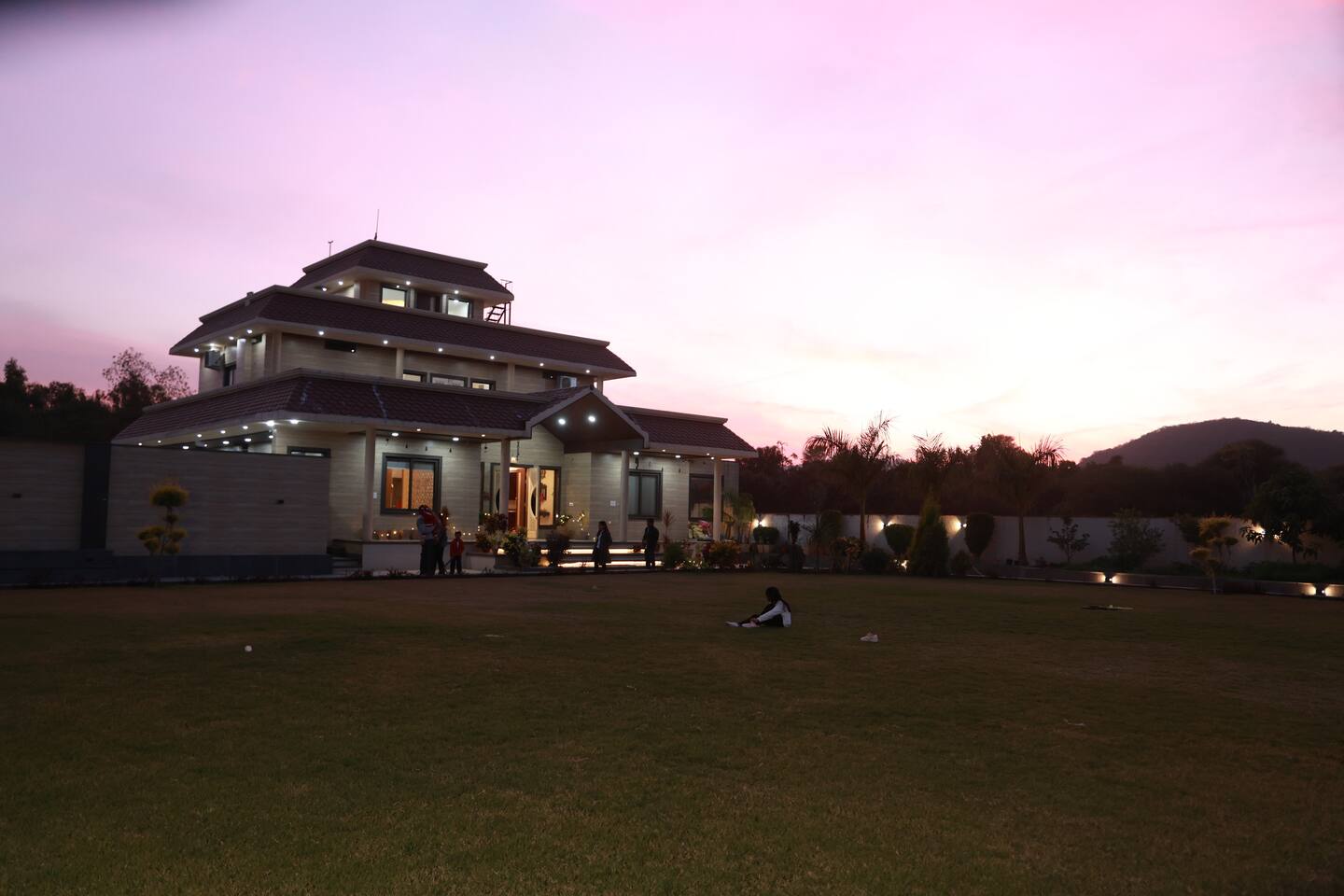 The lawn at golden hour